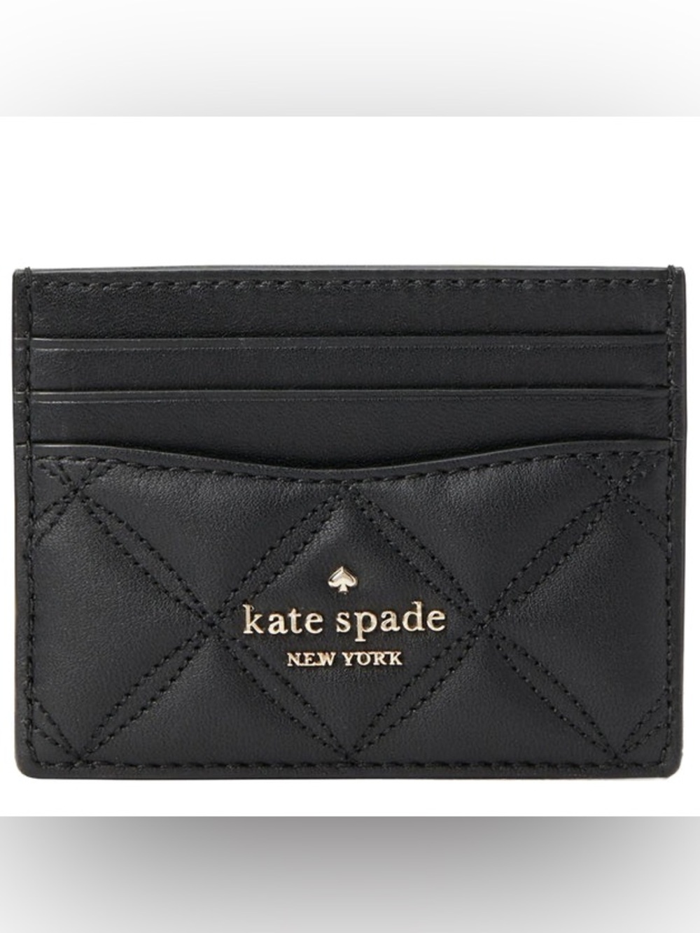 KSNY Kate Spade Natalia Black Quilted Slim ID Card Holder Wallet